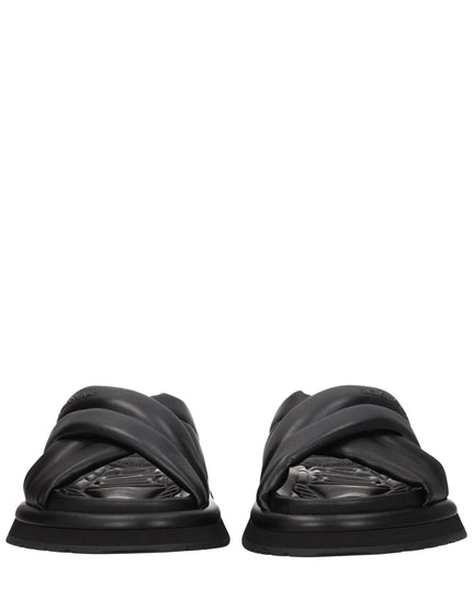 Dolce & Gabbana Black Leather Slippers