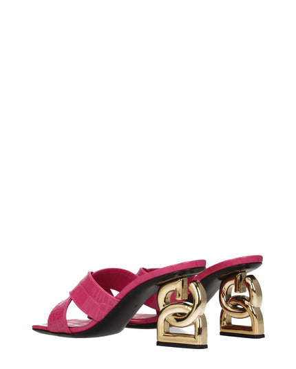 Dolce & Gabbana Pink Leather Platform Sandals