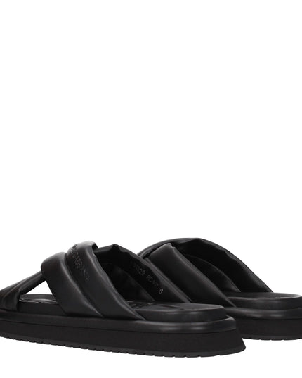 Dolce & Gabbana Black Leather Slippers