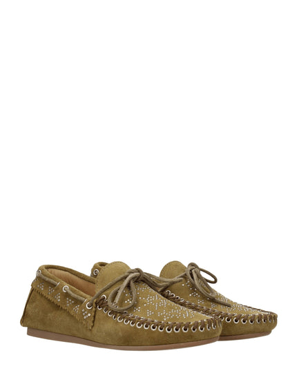 Isabel Marant Green Leather Slip-On Loafers