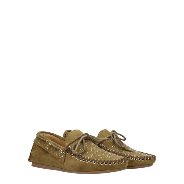 Isabel Marant Green Leather Slip-On Loafers
