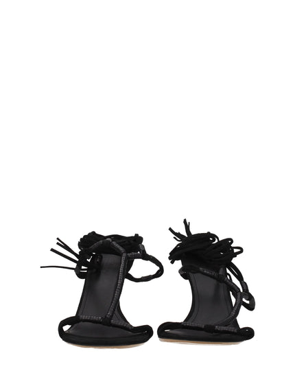 Isabel Marant Black Leather Stiletto Heels Sandals