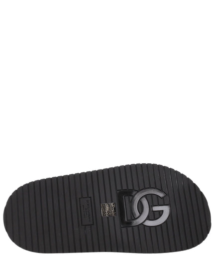Dolce & Gabbana Black Leather Slippers