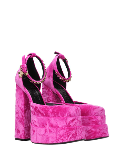 Versace Pink Velvet Platforms