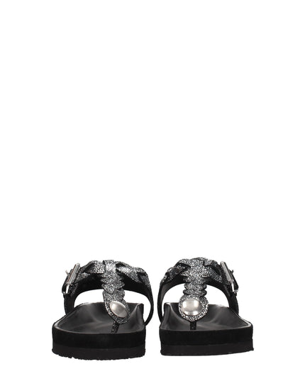 Isabel Marant Black Leather Flip-Flop Sandals