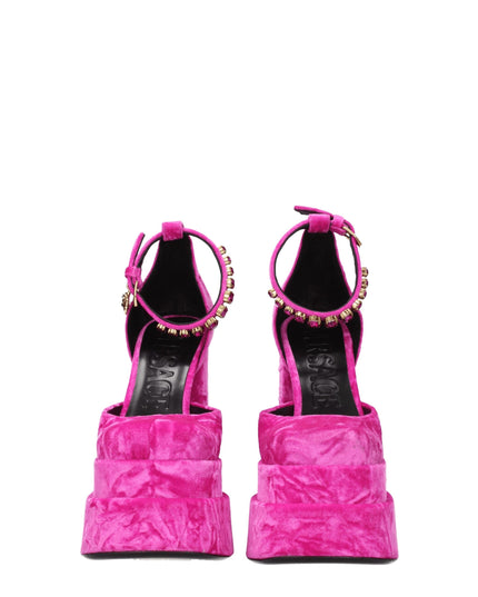 Versace Pink Velvet Platforms