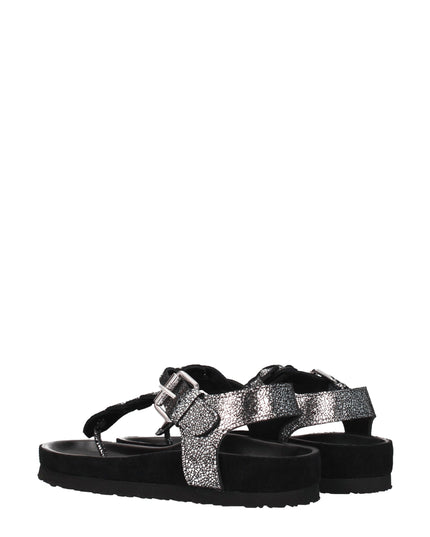 Isabel Marant Black Leather Flip-Flop Sandals