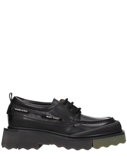 Off-White Black Leather Slip-On Loafers