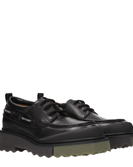 Off-White Black Leather Slip-On Loafers