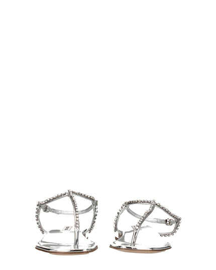 Miu Miu Gray Leather Flip-Flop Sandals