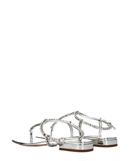 Miu Miu Gray Leather Flip-Flop Sandals