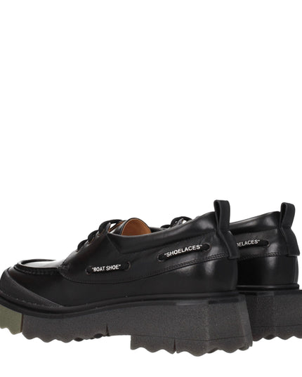 Off-White Black Leather Slip-On Loafers