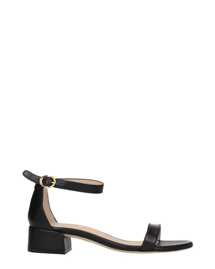 Stuart Weitzman Black Leather Flat Sandals