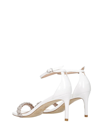 Stuart Weitzman White Leather Stiletto Heels Sandals