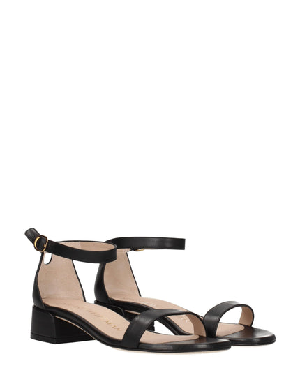 Stuart Weitzman Black Leather Flat Sandals