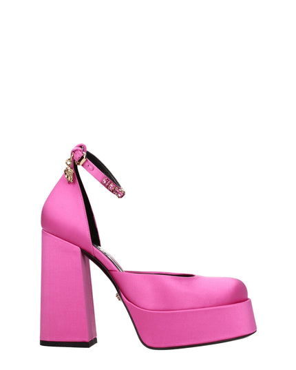 Versace Pink Satin Platform Pumps
