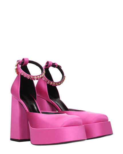 Versace Pink Satin Platform Pumps