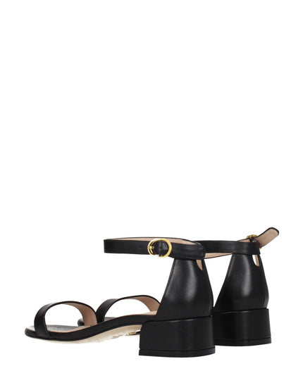 Stuart Weitzman Black Leather Flat Sandals