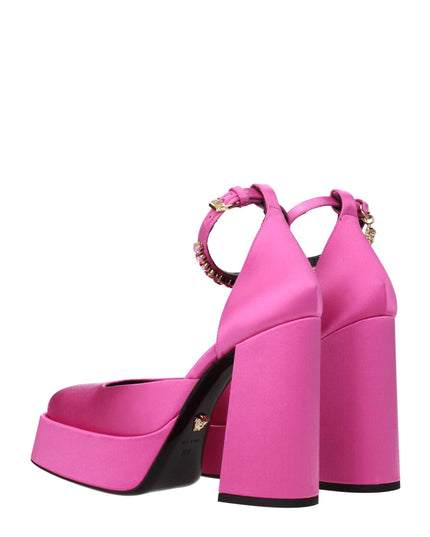 Versace Pink Satin Platform Pumps