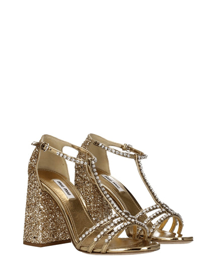 Miu Miu Gold Plastic Platform Sandals
