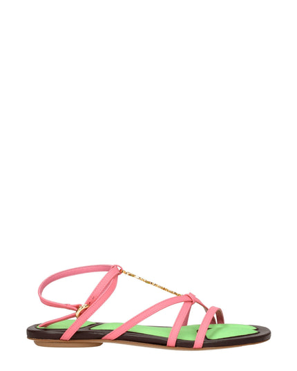 Jacquemus Pink Leather Flat Sandals