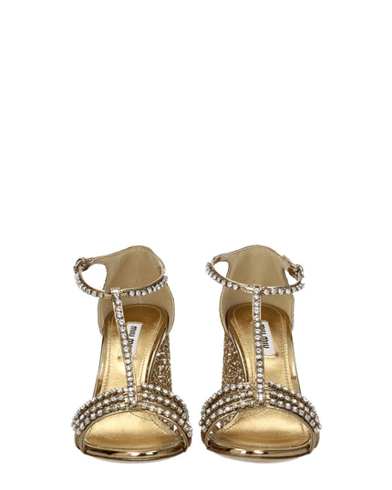 Miu Miu Gold Plastic Platform Sandals