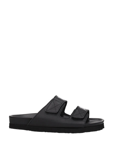 Palm Angels Black Leather Flat Sandals
