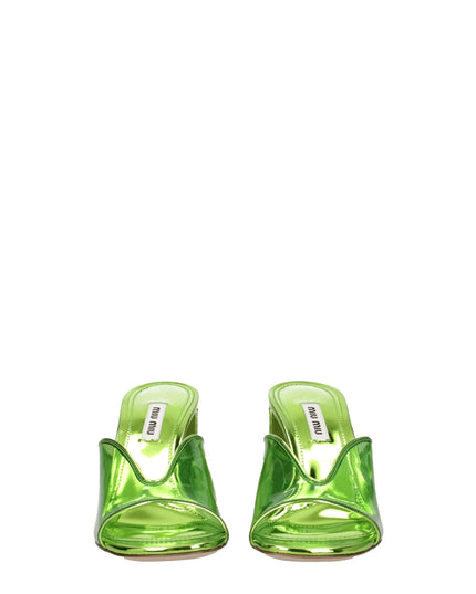 Miu Miu Green Plexiglass Platforms