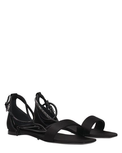 Max Mara Black Satin Flat Sandals