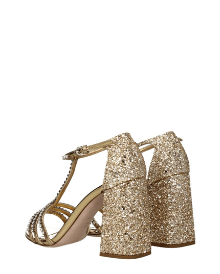 Miu Miu Gold Plastic Platform Sandals