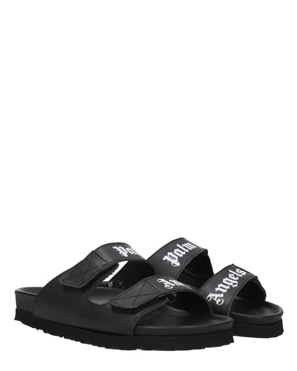Palm Angels Black Leather Flat Sandals