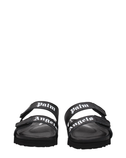 Palm Angels Black Leather Flat Sandals