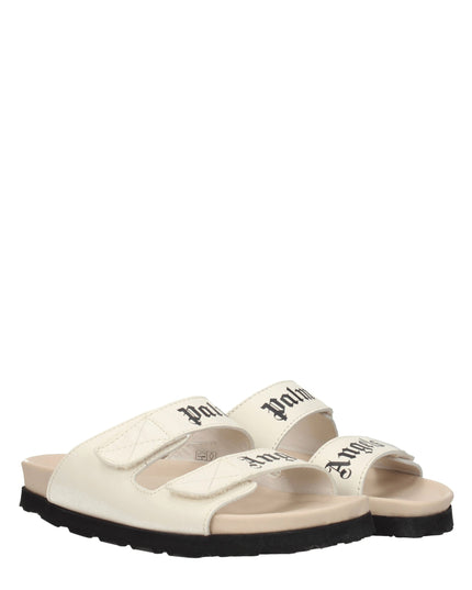 Palm Angels Beige Leather Flat Sandals