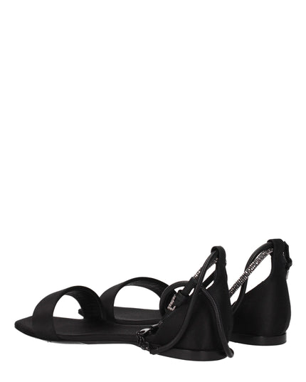 Max Mara Black Satin Flat Sandals