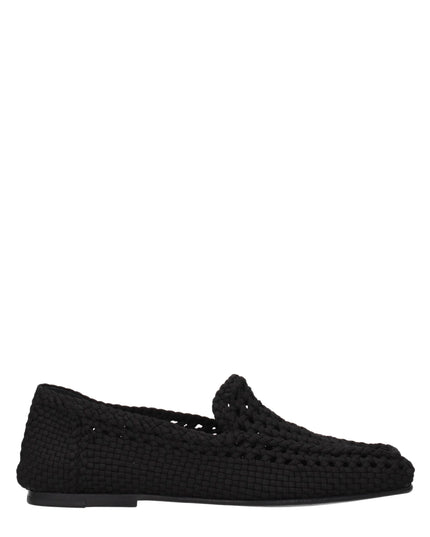 Dolce & Gabbana Black Fabric Slip-On Loafers