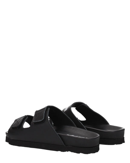 Palm Angels Black Leather Flat Sandals