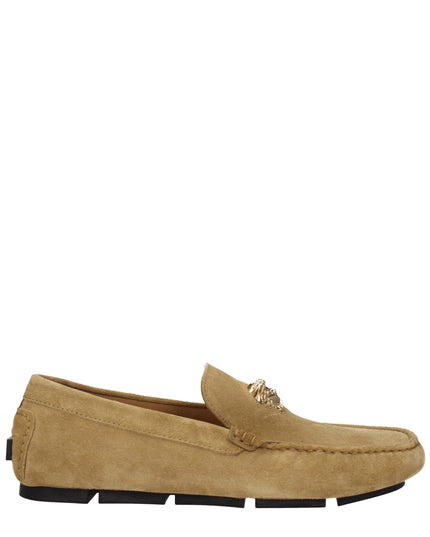 Versace Beige Leather Slip-On Loafers