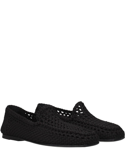 Dolce & Gabbana Black Fabric Slip-On Loafers