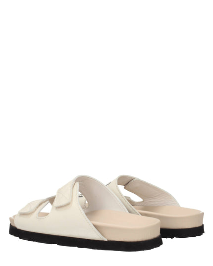 Palm Angels Beige Leather Flat Sandals