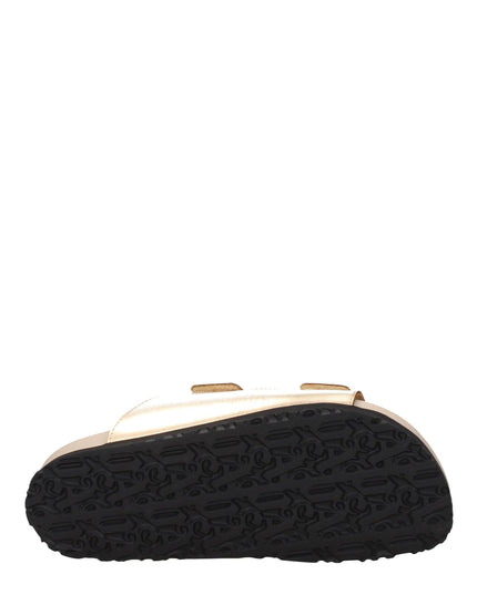 Palm Angels Gold Leather Slippers Sandals