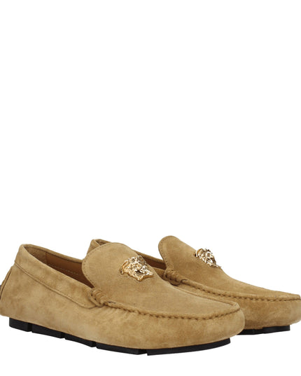 Versace Beige Leather Slip-On Loafers