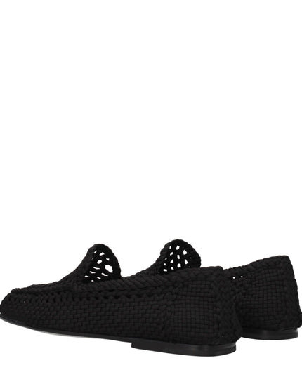 Dolce & Gabbana Black Fabric Slip-On Loafers