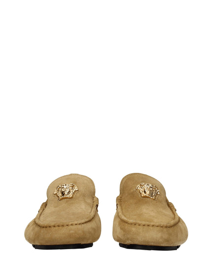Versace Beige Leather Slip-On Loafers