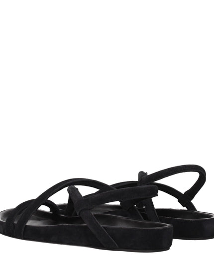 Isabel Marant Black Leather Flat Sandals