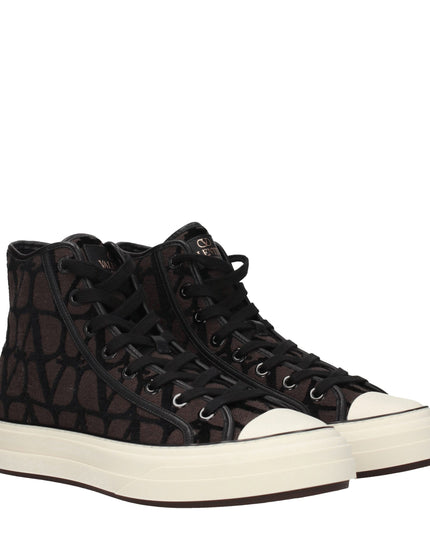Valentino Garavani Brown Fabric High Top Sneakers