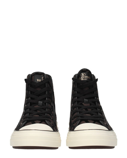 Valentino Garavani Brown Fabric High Top Sneakers