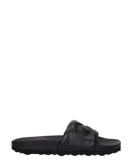 Off-White Black Leather Slippers Sandals