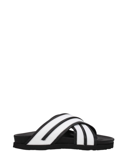 Palm Angels White Leather Slippers