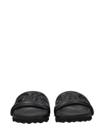 Off-White Black Leather Slippers Sandals