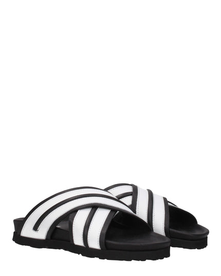 Palm Angels White Leather Slippers